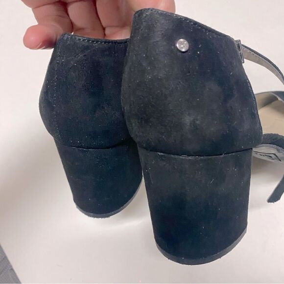 Circus Sam Edelman Black faux suede goth round toe Mary Jane pumps block heel 10 - Picture 7 of 11